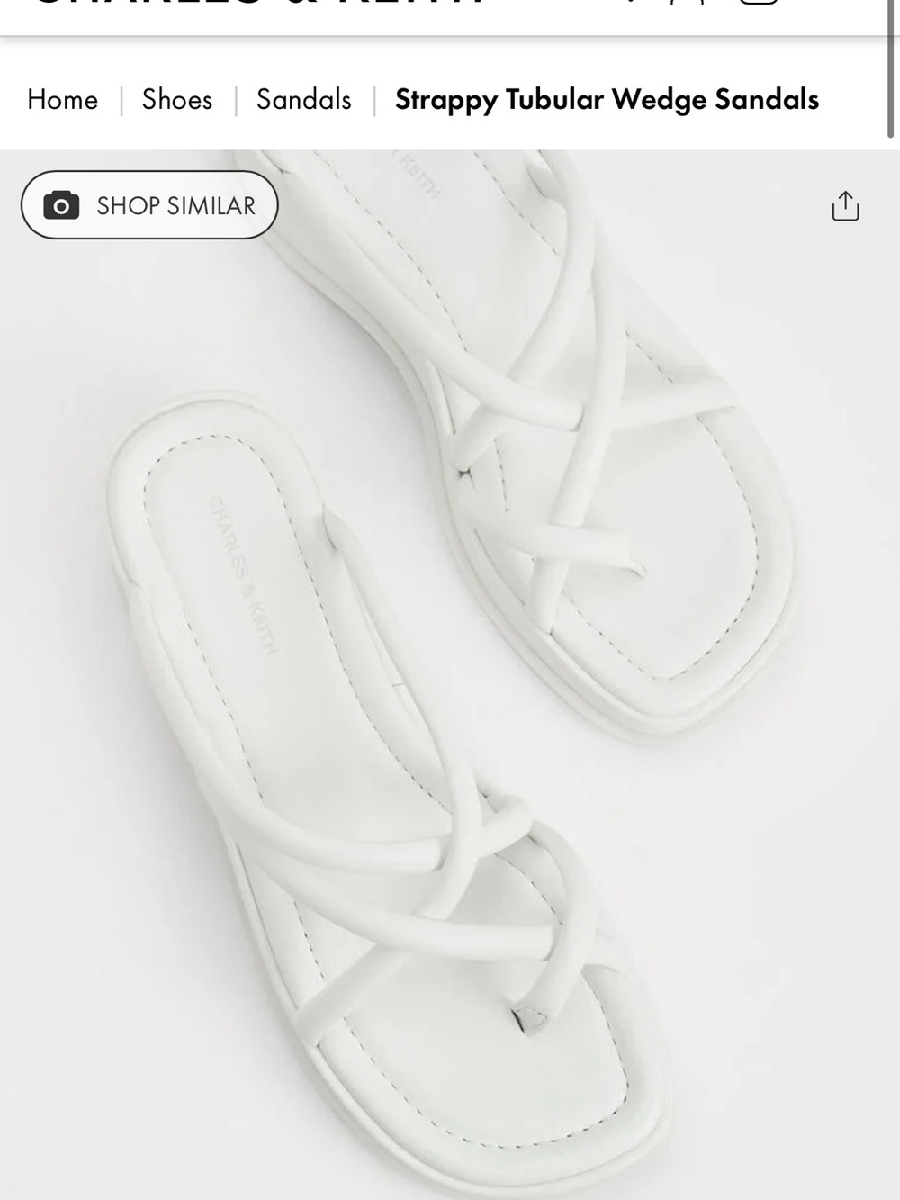 Charles & Keith White Strappy Tubular Slide Sandals